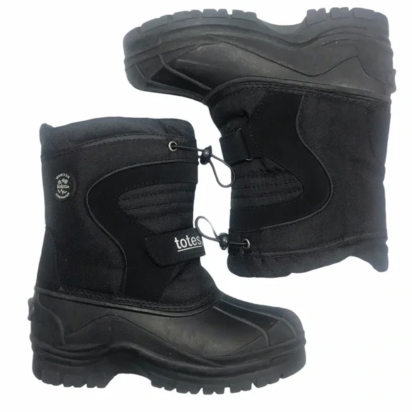 TOTES Connor Kids Waterproof Snow Boots with Removable Liner Black - Picture 2 of 10